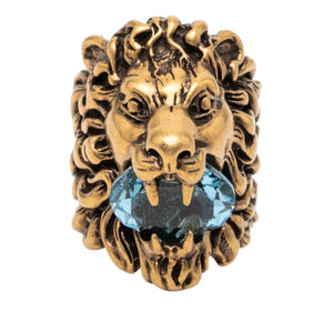Pre-Loved Gucci Gold Plated Crystal Lion Head Ring